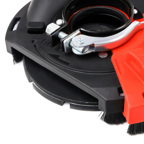 Close-up of Surface Grinding Dust Shroud For Angle Grinder Universal 4.5/5 Inch With 5 Inch Diamond Cup Wheel, detailing clamp fittings.