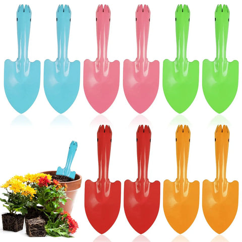 Colorful Metal Garden Trowels Set Of 10 Hand Shovels For Kids Teens And Adults Built To Last Tough As Nails Tools displayed on white background