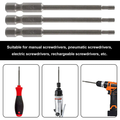 Top Shelf T10 Security Torx Screwdriver Bits Set 10 Piece Magnetic S2 Steel Driver Bits with Quarter Inch Hex Shank
