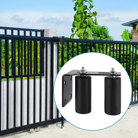 Slide Gate Guide Roller With Two And A Half Inch UHMW Nylon Wheel And Beefy Steel Bracket, Adjustable Gate Support Assembly