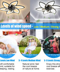 20 Inch Bladeless Ceiling Fan With Lights Remote Control Flush Mount Low Profile Modern Ceiling Fan for bedroom and living room.