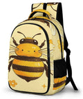 Smiling Honey Bee Printed Unisex Backpack With Large Capacity Lightweight And Durable Polyester Bag Breathable Fabric Easy