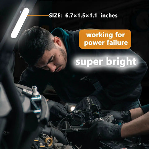 Person using Rechargeable LED Magnetic Work Light Bar With 5500mAh Battery And 6500K Daylight, USB-C Rechargeable, Solar Compatible, auto repair