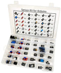 38 In 1 Sensor Module Kit For Arduino And Raspberry Pi Projects With 0.96 Inch OLED Screen in open plastic box showing sensors and components