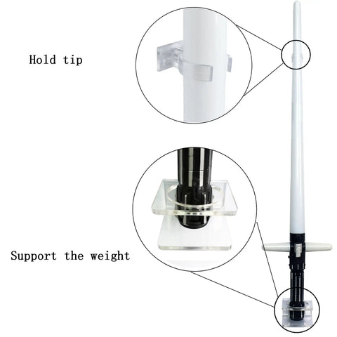 Clear Lightsaber Wall Mount And Holder With Clip Hardware Included Minimalist See Through Blade Display Keeps Saber Upright On The Wall
