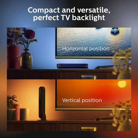 16 Foot Extension Cable For Hue Play Light Bar Black 1 Pack in horizontal and vertical TV backlight setup