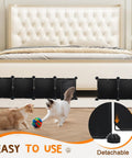 Hella Durable Under Bed Blocker And Pet Barrier With Solid Resin Build For Furniture Skirting Toy Stopping Along Baseboards Room Divider Dust Shield Home Organization Setup with cats playing.