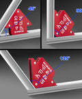 Six Pack Heavy Duty Welding Magnets 25 Lb Each With Magnetic Angle Clamps For Hands Free Welding 45 90 135 Degree Angles Bright Red Holders For Easy Location On The Job