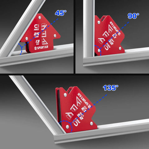 Welding Magnets Set 25 Lbs Each, 4 Pieces With Clamps, Heavy Duty Magnetic Holders For 45, 90, 135 Degree Angles