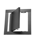 Solid Heavy Duty 6X6 Inch Anthracite Abs Plastic Drywall Access Panel with partially open door for easy access to plumbing or electrical.