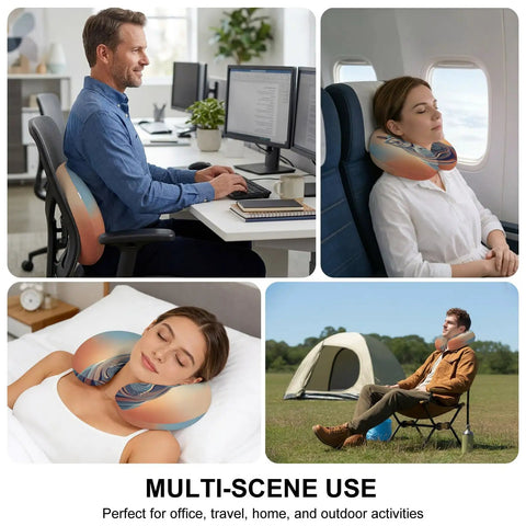 U Shaped Travel Pillow With Memory Foam Core Orange Hippo Animal Design Neck Pillow For Airplane Car Office Use