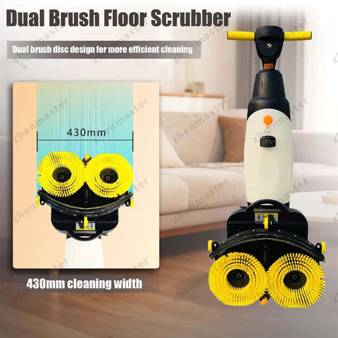 Walk Behind Floor Scrubber Machine With 17 Inch Cleaning Width Lightweight 44 Lb Electric Floor Washer Dryer Heavy Duty All In One Floor Cleaner For Tile Wood And Carpet Ideal For Office And Home Use