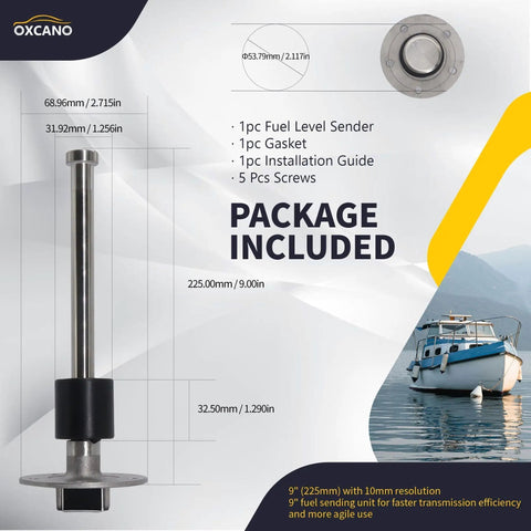 Fuel Sending Unit 240-33 Ohm 9 Inch Marine Gas Tank Sender For Boats And Vehicles, Universal Float Sensor For Boats, Cars, Generators, Engines, And Heavy Machinery, stainless steel