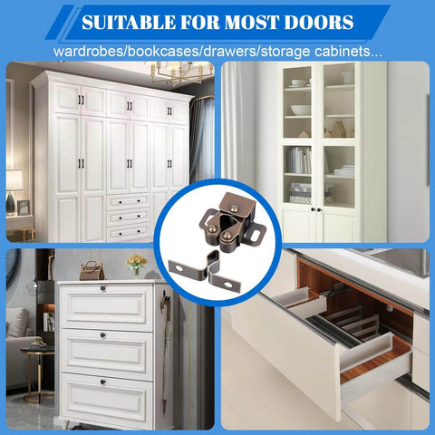 4 Pack Double Roller Cabinet Latch Hardware For Cupboard Closet Kitchen Doors And RV Cabinets Closure Catches