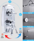 Three Way Shower Valve and Trim Kit Polished Chrome With Built In Diverter Three Functions in One Valve Wall Mounted Rough In Valve