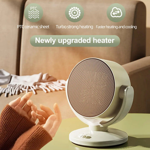 Hands warming near Electric Space Heater And 2 In 1 Fan Combo 1200W Portable Desk Heater with PTC Ceramic in living room