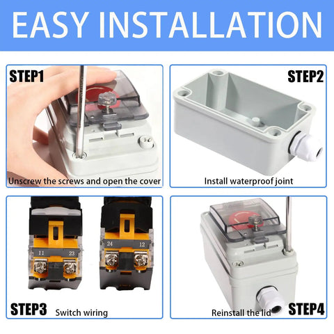 Easy installation guide for Emergency Stop Button 10A 660V 1NO 1NC IP67 Waterproof Push Lock Switch For Industrial Machinery
