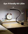 Handy Magnetic Sewing Machine Light With 60 LED COB, Flexible 12 Inch Gooseneck shown on desk, highlighting its size with remote.