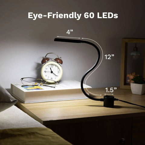 Handy Magnetic Sewing Machine Light With 60 LED COB, Flexible 12 Inch Gooseneck shown on desk, highlighting its size with remote.