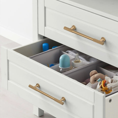 Champagne Bronze Cabinet Pulls Set Of 10, 3 Inch Hole Centers Cabinet Handles For Cabinets And Drawers on white drawers