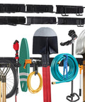 Heavy Duty 99 Inches Garage Storage Rack Wall Mount that holds rakes, brooms, mops, snowboards, and tools up to 1000 lbs