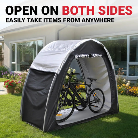 All Weather Two Bike Shed Tent With Double Doors PU4000 Silver Coated 210D Oxford Fabric Foldable Outdoor Bike Shelter