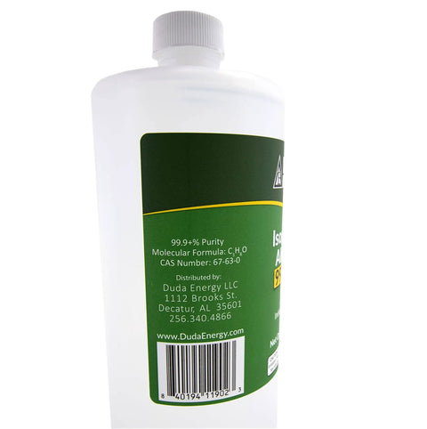 Top-Notch 99.9% Pure Isopropyl Alcohol Industrial Grade IPA - Rear view of 950ml bottle showing label details