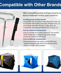 Beefy Heavy Duty Ice Fishing Shelter Tie Down Kit 24260 for QuickFish And Clam Tents, ice anchor and strap pictured with tents
