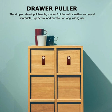 Drawer puller in wood cabinet with mugs on top, showcasing 2 Pack Classic Brown Cabinet Door Handles No Fuss Single Hole Mount Solid Brass Drawer Pulls For Wardrobes And Furniture Easy Install Stylish Home Storage Hardware