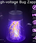 Rechargeable Indoor And Outdoor Bug Zapper With 600V Grid And 365Nm UV Light, Portable Mosquito Killer And Fly Trap glowing with electric grid
