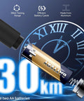 Visual fault locator fiber optic tester, 30 km range, aluminum body; two AA batteries not included, FC-LC adapter.