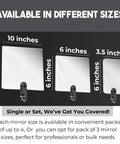 Three mirrors available in sizes 10x8 inch, 6x6 inch, and 3.5x6 inch, ideal for Flex Vue Inspection Mirror With Threaded Adapter.
