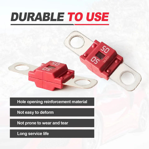 Built Like A Tank 50 Amp Midi Fuse Bolt On Kit For Universal Cars Trucks And Golf Carts High Current Zinc Terminal Harness in red.
