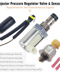 Injector Pressure Regulator Valve & Sensor for Ford Powerstroke 6.0L engines, showing components and connectors.