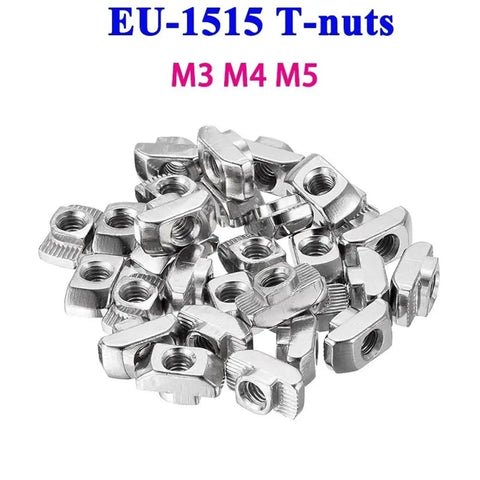 Drop In T Slot Nut Hammer Head Style For 1515 Aluminum Profiles M3 M4 M5 Nickel Plated Steel Pack Of 50 Or 100