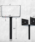 U Shape Fence Post Holder 6x6 Inches 4 Pack For 5.5x5.5 Wood Posts And Concrete Post Anchor with dimensions and metal rod