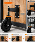 Built Like A Tank These Heavy Duty 6 Inch Solid Rubber Gate Wheels mounted on wood, showing installation guide and details.