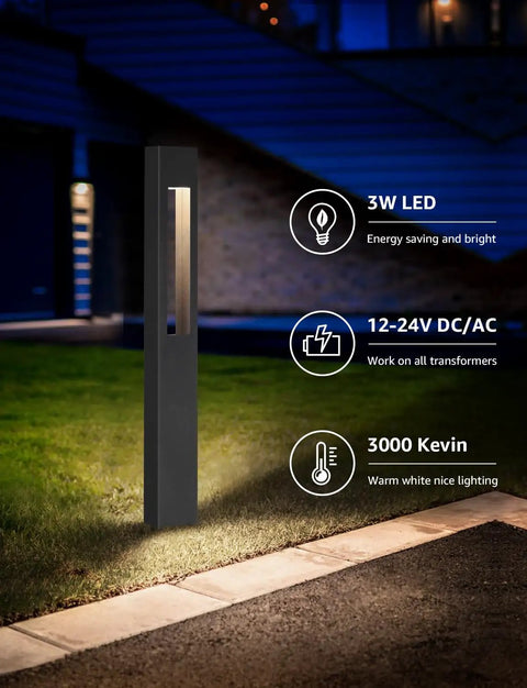 Low Voltage 12 24V LED Pathway Lights 3W 3000K CRI 90 Plus Aluminum Waterproof Landscape Walkway Garden Yard ETL Listed 12 Pack