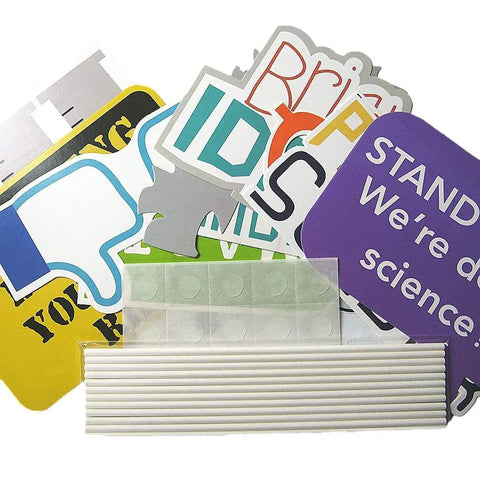 12 Piece Science Photo Booth Props With Sticks Mad Scientist Selfie Cards Chemistry Lab Party Supplies assorted designs and sticks