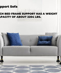 Support sofa featuring Four Pack Adjustable Bed Support Legs Eight Point Five To Thirteen Inches Heavy Duty Center Slat Reinforcement Kit.