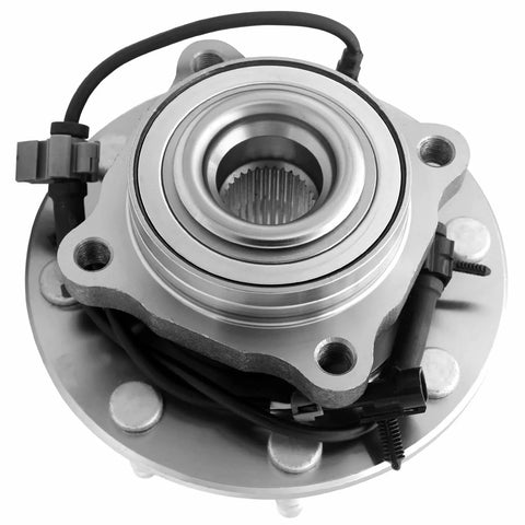 Front Wheel Bearing And Hub Assembly For 4WD Trucks And SUVs With 8 Lugs And ABS Heavy Duty Fit For Chevy Silverado 1500 2500 3500 Avalanche Suburban 2500 GMC Sierra 1500 2500 3500 Yukon XL Hummer H2, top view.