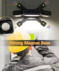 30W Rechargeable LED Work Light With 3000 Lumens, Magnetic And Waterproof Cordless Job Site Lighting mounted on metal surface