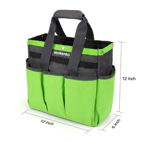 Heavy Duty Garden Tool Bag With 8 Pockets Oxford Gardening Tote Caddy For Tools Not Included Large Capacity 12 By 12 By 6 Inch