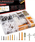 352 Piece Drywall Anchors And Screws Kit For DIY Projects, 9 Sizes, Self Drilling Nylon Plastic Wall Anchors, organized box