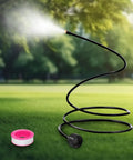 60 Inch Outdoor Hose Mister For Patio Flexible Standing Mister Portable Garden Misters For Cooling Outdoor Backyard Water Mist System Aluminum Adjustable Tube Bird Bath Chill Play showing misting action in garden