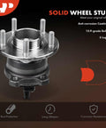 Two Pack Rear Wheel Bearing And Hub Assembly With ABS And 5-Lug For Ford Escape 2013 2019 C-Max 2013 2018 And Lincoln MKC 2015 2019 FWD Compatible Direct Fit Replacement For Easy Install And Long Lasting Durability, featuring anti-corrosion coating and solid wheel stud.
