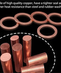 Best Solid Copper Flat Washers And Gasket Kit Universal Fit For Car Auto Engine Oil Drain Sump Plug Seals With Nuts And Bolts For Repair Shops And DIY Mechanics Keeping Your Ironclad For Any Grind You Put It Through. Solid copper flat washers and gasket kit with copper rods, heat-resistant oil drain seals