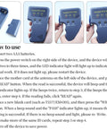 Instructions for Portable No Fuss Handheld 125KHz RFID Reader Writer Copier for T5577 and EM4305 with image of device and battery slot