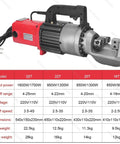 Heavy Duty Electric Hydraulic Rebar Cutter For Construction Sites Cuts 4 To 25mm Reinforcing Steel Bars Fast In Under Four Seconds with specifications.