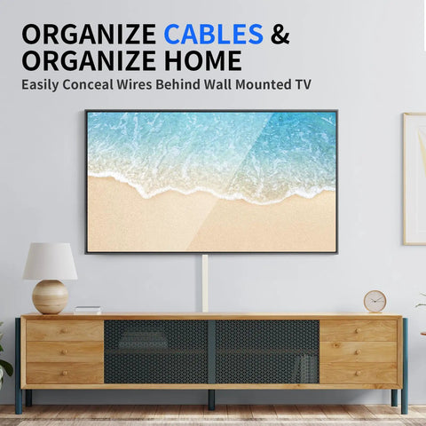 One Cord Channel Cable Hider For Wall Cables 254 Inch Length White Cable Cover For TV Mounts under a wall-mounted TV